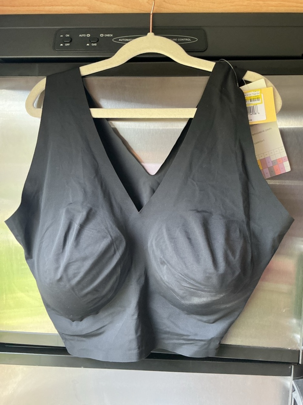 True & Co. Black V-Neck Wireless Longline Bra